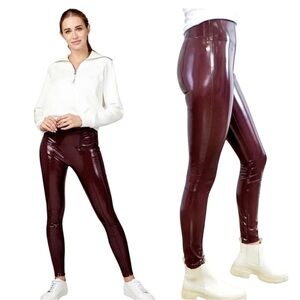 SPANX | Burgundy Faux Patent Leather Leggings